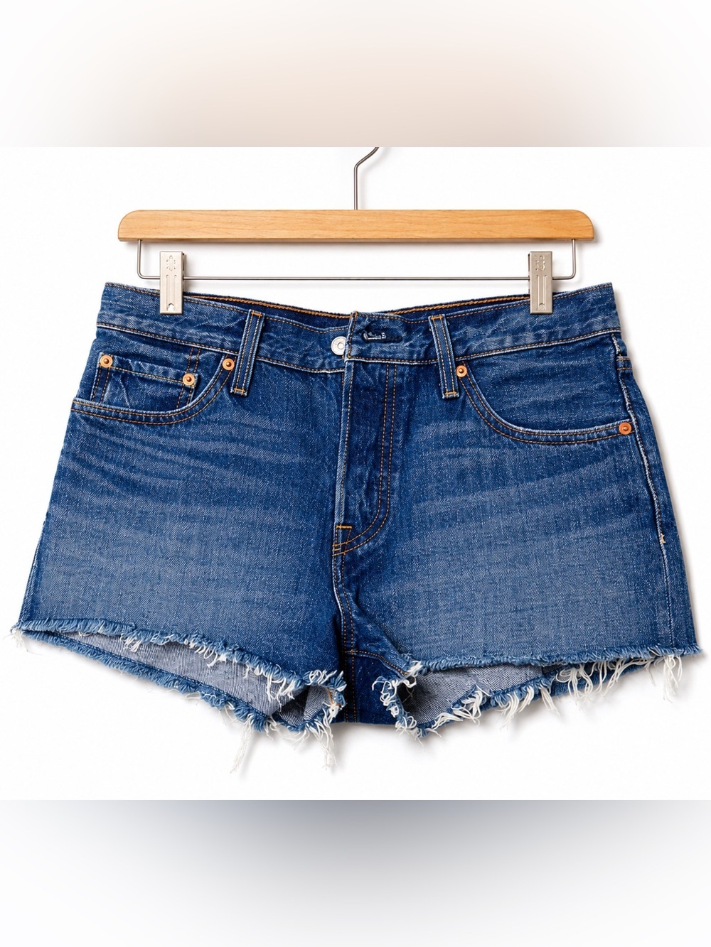 Levi's 501 Original Women's Denim Shorts Size 28 High Rise Cutoff Raw Hem